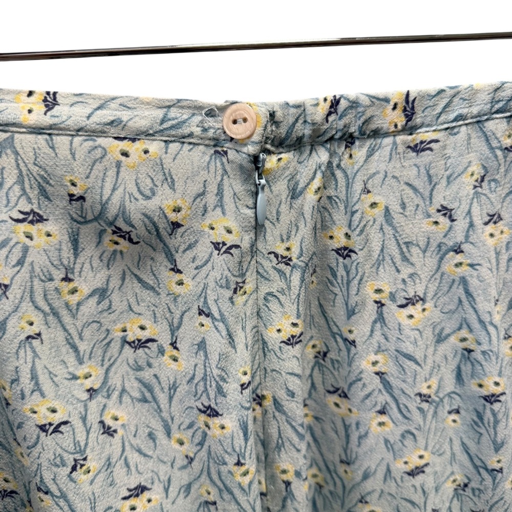 Vintage | Braemar | Floral Maxi Skirt Blue Yellow Rayon Made in Canada Size 10 - Picture 9 of 12